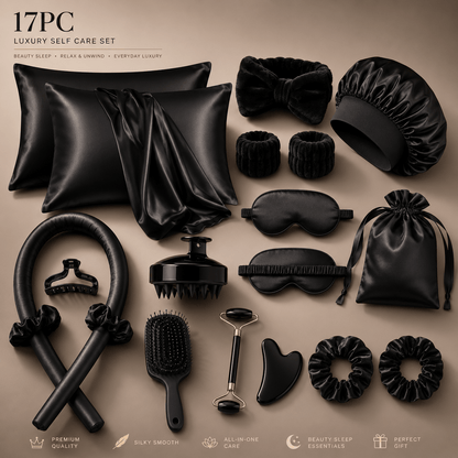 Luxury Satin Self-Care Set – 17PC Beauty Sleep & Hair Care