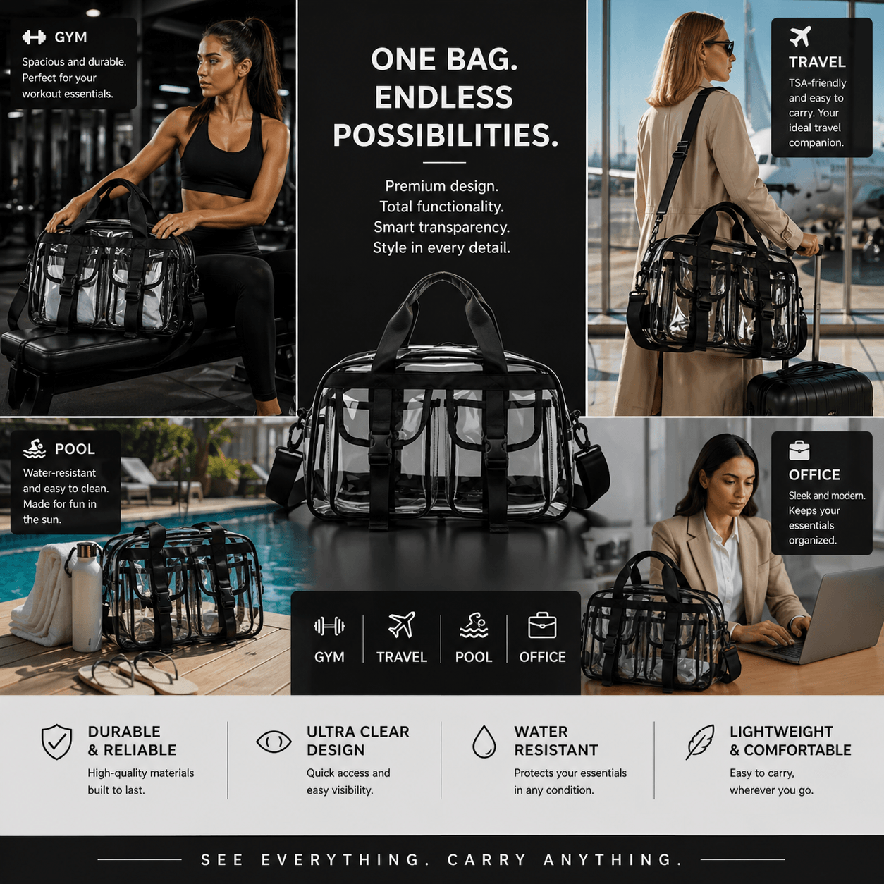 Transparent Travel Casual Bag