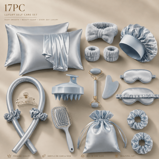 Luxury Satin Self-Care Set – 17PC Beauty Sleep & Hair Care