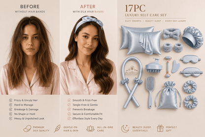 Luxury Satin Self-Care Set – 17PC Beauty Sleep & Hair Care