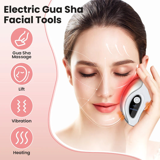Electric Gua Sha Heated Device Red Blue Light Face Lifting Machine